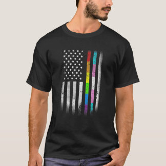 American Flag Rainbow Homosexual Rights LGBTQ Bise T-Shirt
