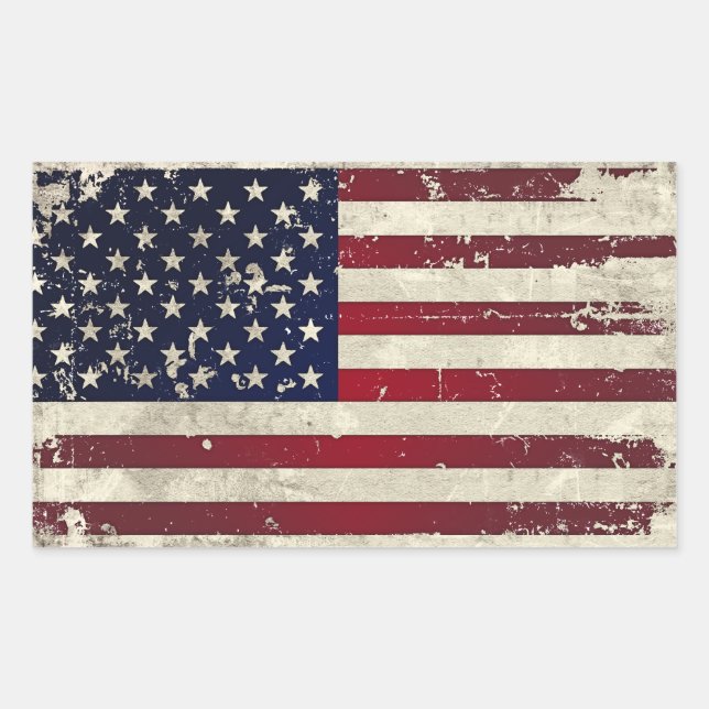 American Flag Rectangular Sticker (Front)