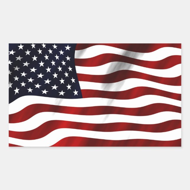 American Flag Rectangular Sticker (Front)