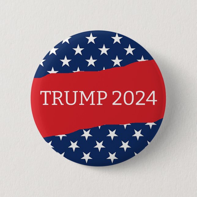 American Flag Red and White Trump 2024 6 Cm Round Badge (Front)