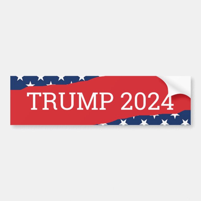 American Flag Red and White Trump 2024 Bumper Sticker (Front)