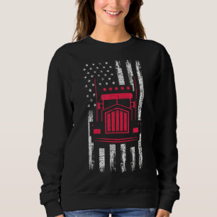 American Flag Red Truck Mechanic Semi Truck Drive Sweatshirt
