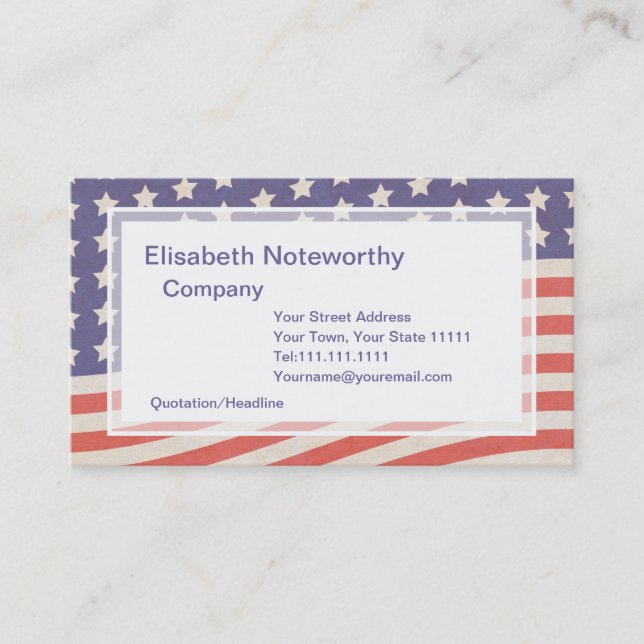 American Flag - Red, White and Blue 4th of July Business Card (Front)