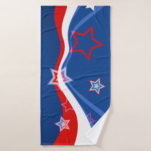 American flag red white and blue bath towel set (Bath Towel)