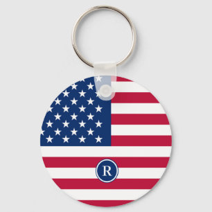 American Flag Red White and Blue Patriotic Key Ring