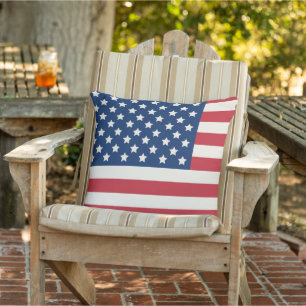 American Flag Red White and Blue Patriotic Outdoor Cushion