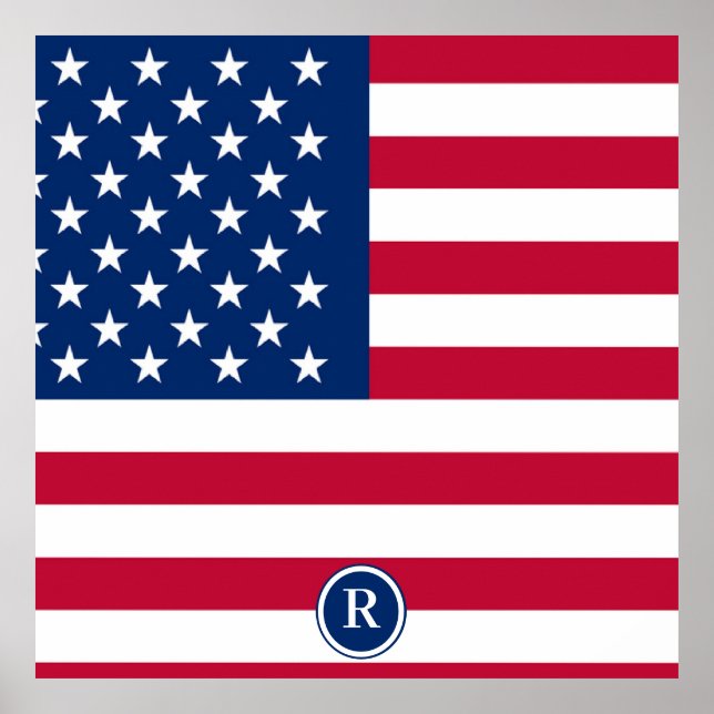 American Flag Red White and Blue Patriotic Poster (Front)