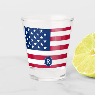 American Flag Red White and Blue Patriotic Shot Glass
