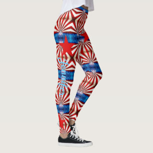 American Flag Red White Blue Custom Name Leggings