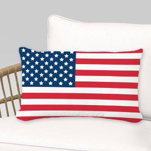 American Flag Red White Blue Patriotic Lumbar Cushion