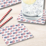 American Flag Red White Blue Patriotic Square Paper Coaster<br><div class="desc">Cute Patriotic American Flag Rustic Heart Pattern Square Paper Coaster!  Features a pattern of rustic or distressed looking American Flag hearts to make up a fun red,  white,  and blue image!  Perfect for 4th of July,  Memorial Day,  Veteran's Day and more! Or for any patriotic moment you're feeling.</div>