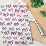 American Flag Red White Blue Patriotic Tea Towel<br><div class="desc">Cute Patriotic American Flag Rustic Heart Pattern kitchen towel! Features a pattern of rustic or distressed looking American Flag hearts to make up a fun red, white, and blue image! Perfect for 4th of July, Memorial Day, Veteran's Day and more! Or if you just want to show your patriotic pride...</div>