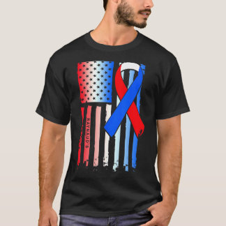 American Flag Red White Blue Ribbon Raynaud's Awar T-Shirt