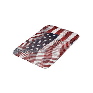 American Flag Red White Blue Stripes Stars Pattern Bath Mat
