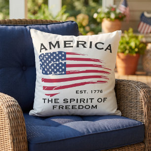 American Flag Red White Blue Stripes Stars Pattern Cushion