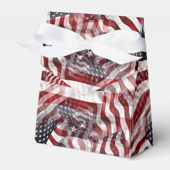 American Flag Red White Blue Stripes Stars Pattern Favour Box (Front Side)