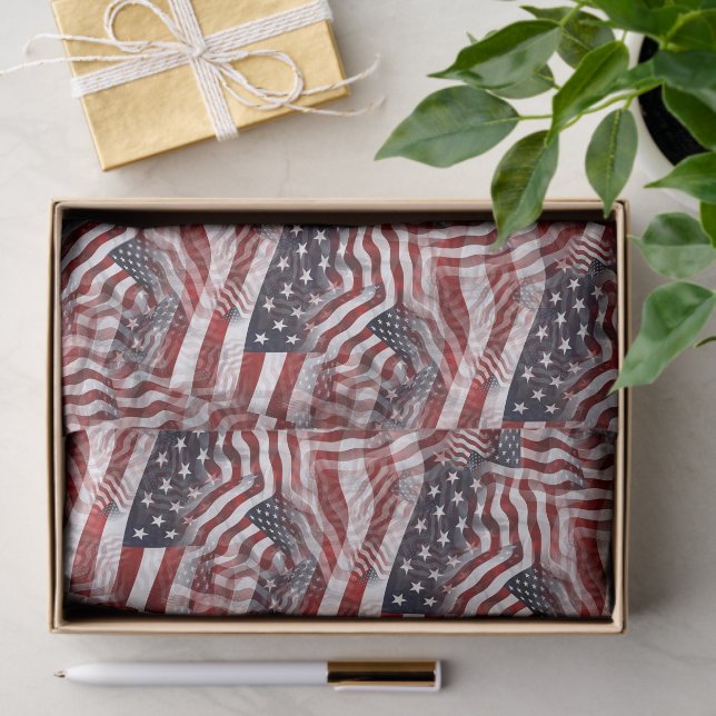 American Flag Red White Blue Stripes Stars Pattern Tissue Paper (Gift)
