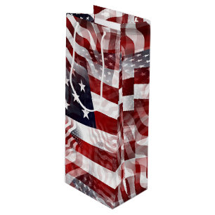American Flag Red White Blue Stripes Stars Pattern Wine Gift Bag