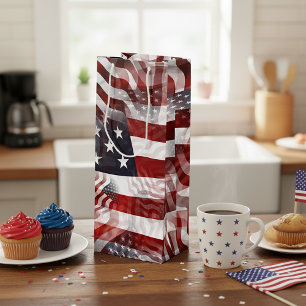 American Flag Red White Blue Stripes Stars Pattern Wine Gift Bag