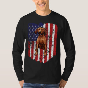 American Flag Redbone Coonhound 4th Of July USA T-Shirt