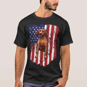 American Flag Redbone Coonhound 4th Of July USA T-Shirt