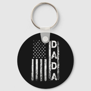 American Flag Retro Fathers Day 4th Of July Funny  Key Ring