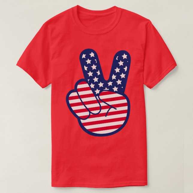 American Flag Retro  Hand T-Shirt (Design Front)