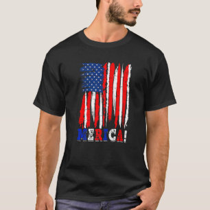 American Flag Retro Men Women 4th Of July Vintage  T-Shirt