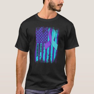 American Flag Ribbon Suicide Awareness Mental Heal T-Shirt