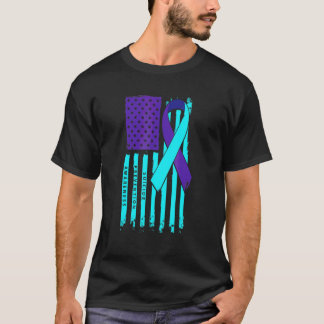 American Flag Ribbon Suicide Awareness Mental Heal T-Shirt