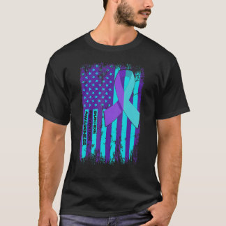 American Flag Ribbon Suicide Awareness Mental Heal T-Shirt