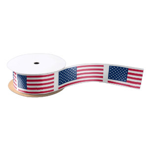 American Flag Ribbon USA - Patriotic Satin Ribbon