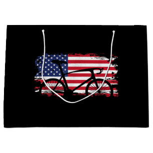 American Flag Road Biking Cycling Apparel - Bicycl Large Gift Bag