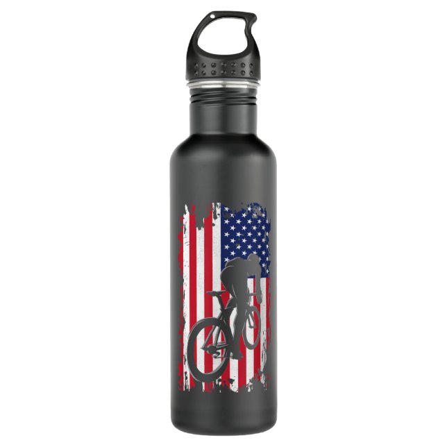 American Flag Road Biking Cycling Apparel - Cyclin 710 Ml Water Bottle (Front)