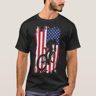 American Flag Road Biking Cycling Apparel - Cyclin T-Shirt