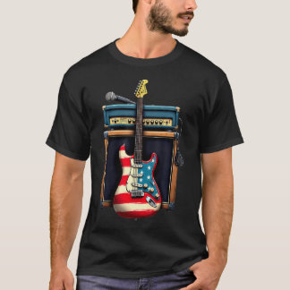 American Flag Rock Guitar T-Shirt