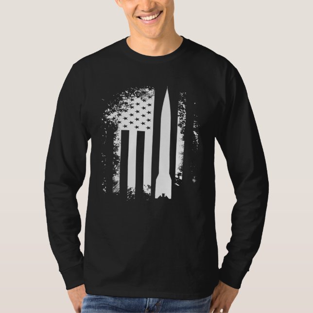 American Flag Rockets Security And Protect Present T-Shirt (Front)