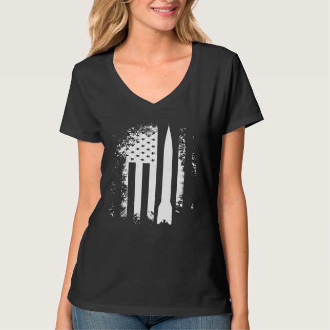 American Flag Rockets Security And Protect Present T-Shirt (Front)