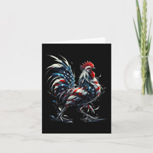 American Flag Rooster Chicken 4th Of July Animal Card