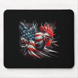 American Flag Rooster Chicken 4th Of July Animal Mouse Pad