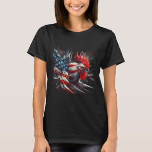 American Flag Rooster Chicken 4th Of July Animal  T-Shirt