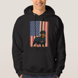 American Flag Rottie Patriotic Rottweiler Dog Hoodie