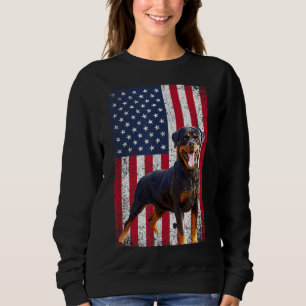 American Flag Rottweiler Dog Lover Funny 4th of Ju Sweatshirt