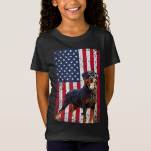 American Flag Rottweiler Dog Lover Funny 4th of Ju T-Shirt