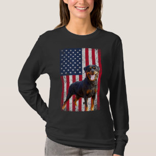 American Flag Rottweiler Dog Lover Funny 4th of Ju T-Shirt