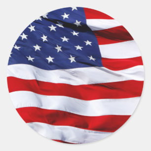 American Flag Round Stickers