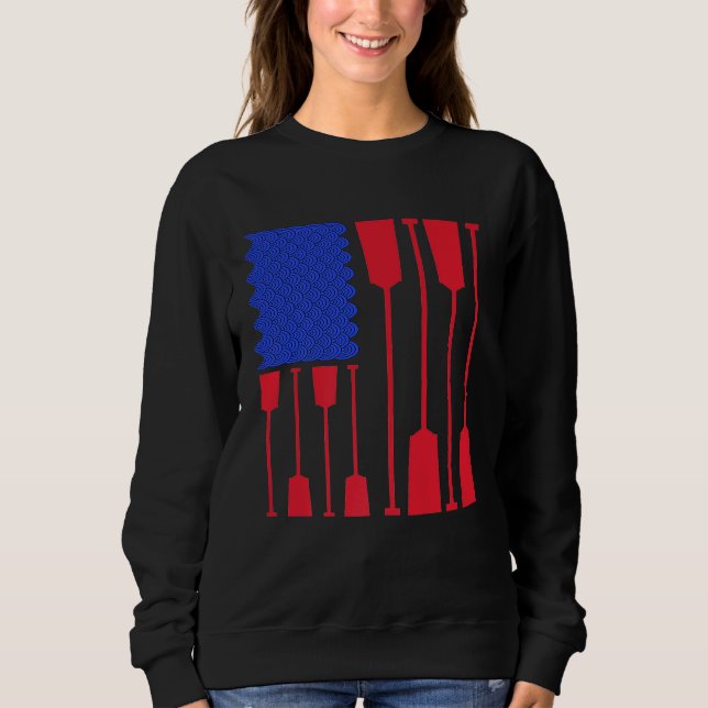 American Flag Rowing Kayak Exercise Gift for Men W Sweatshirt (Front)