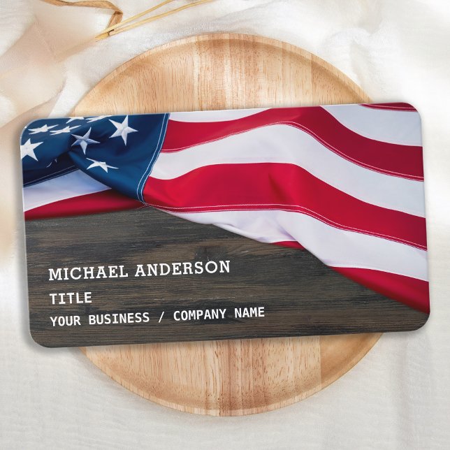 American Flag Rustic Wood Professional Patriotic Business Card (Creator Uploaded)