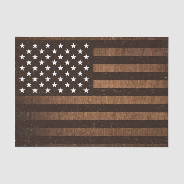 American Flag Rustic wood textured USA Patriotic Tissue Paper (Front)