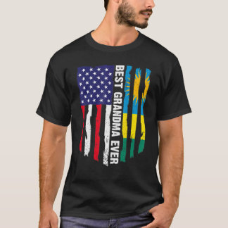 American Flag & Rwanda Flag Best Grandma Ever Patr T-Shirt